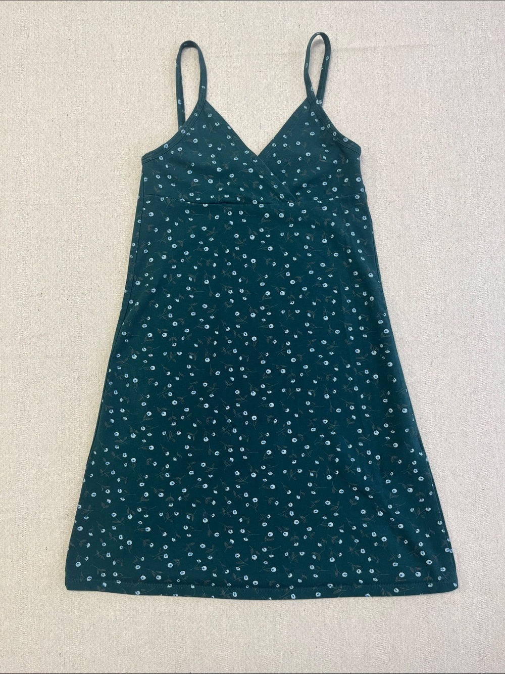 Brandy Melville Green Floral Mini Slip Dress One Size Cottagecore